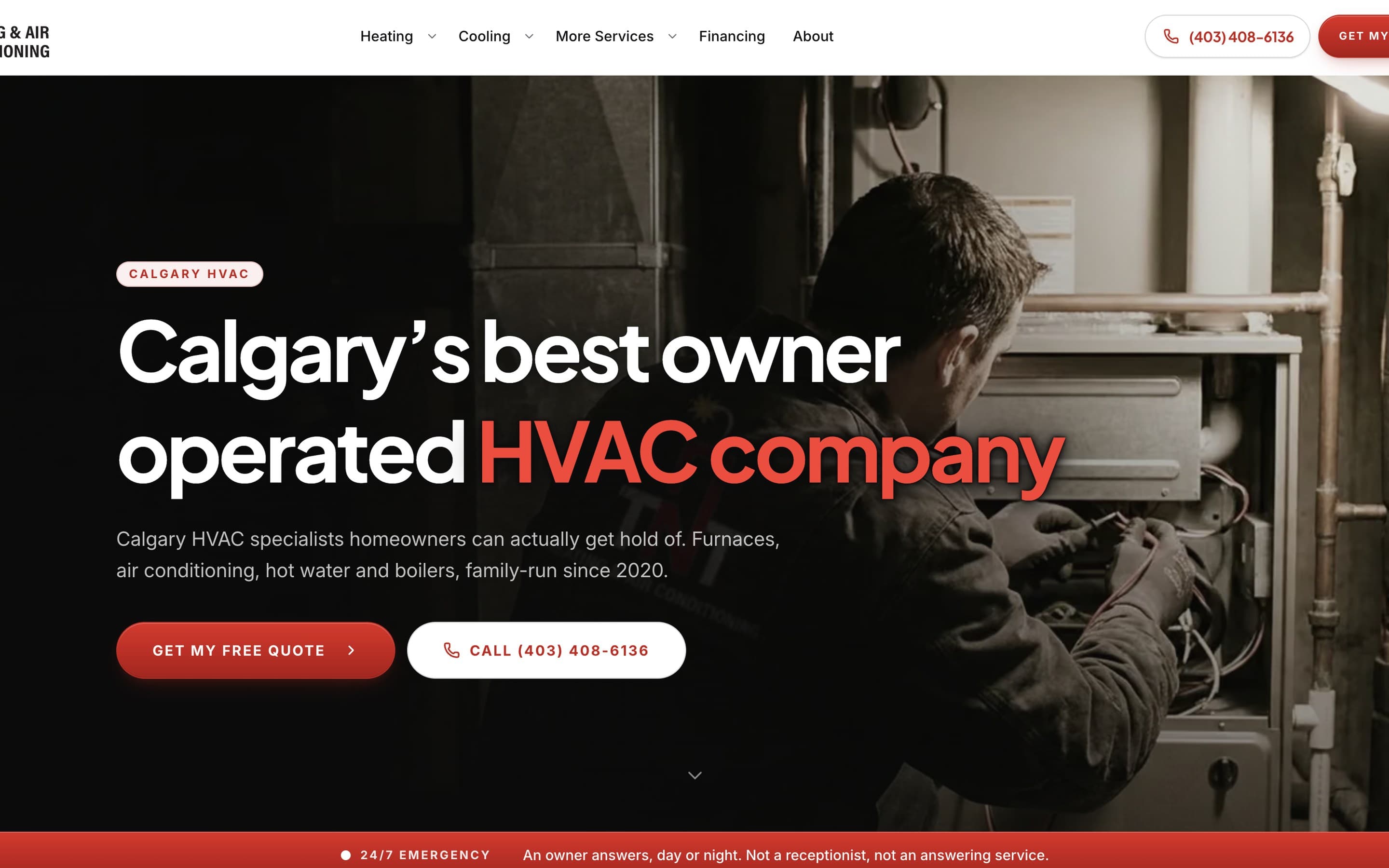 The TNT Heating & Air website, built by Serenium
